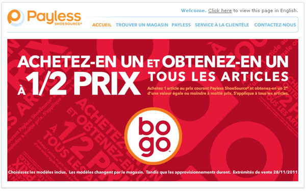 Circulaire Chaussures Payless en ligne