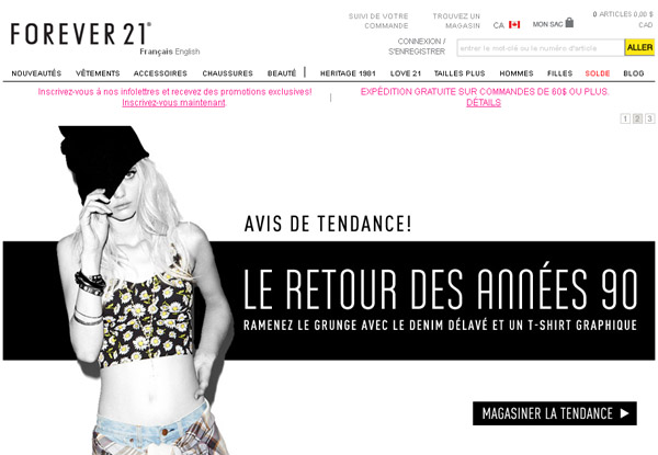 Forever 21 Boutique en ligne Circulaire