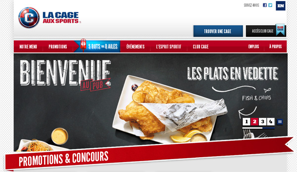 Restaurant La Cage aux Sport en ligne
