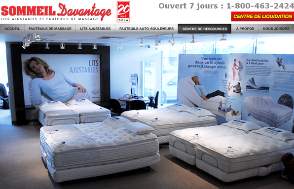 Sommeil Davantage Lits Ajustables et Fauteuils de Massage en ligne Sommeil Davantage Lits Ajustables et Fauteuils de Massage en ligne